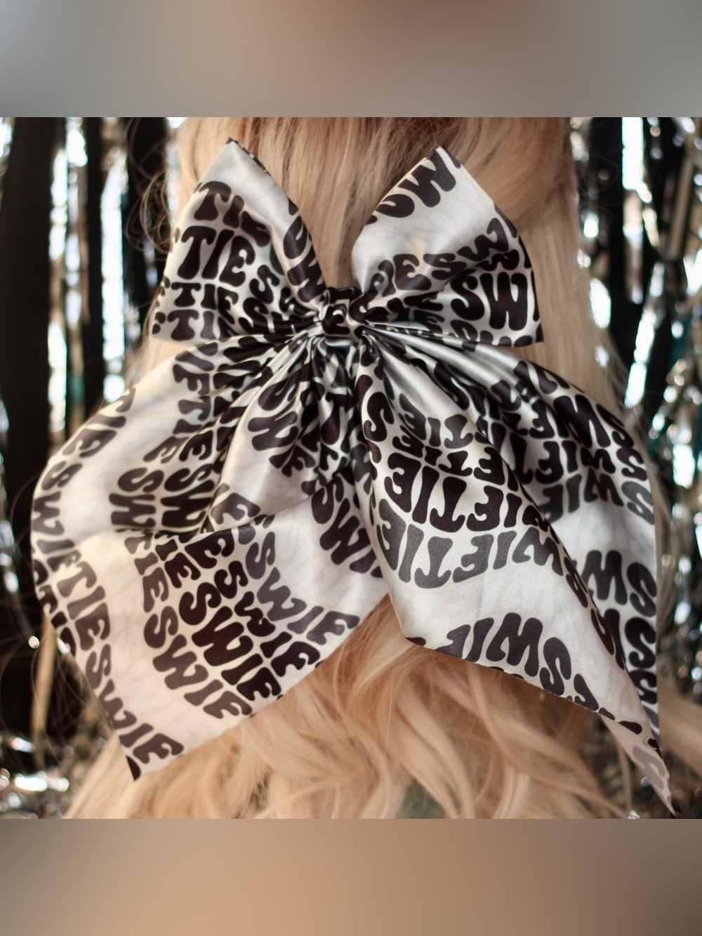 Taylor Swift Graphic Oversized Hair Bow Swiftie Pattern Wavy Swirl Print jewelry